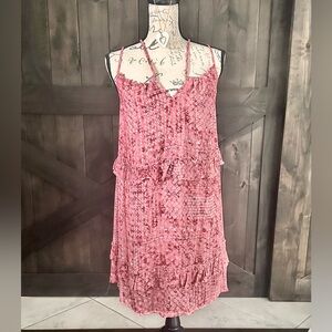 JACK by BB DAKOTA Rosette Pink midi dress with liner and adjustable straps NWT